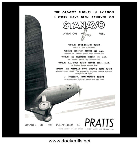 Stanavo Aviation Fuel. Original Vintage Advert From May 1st, 1934.