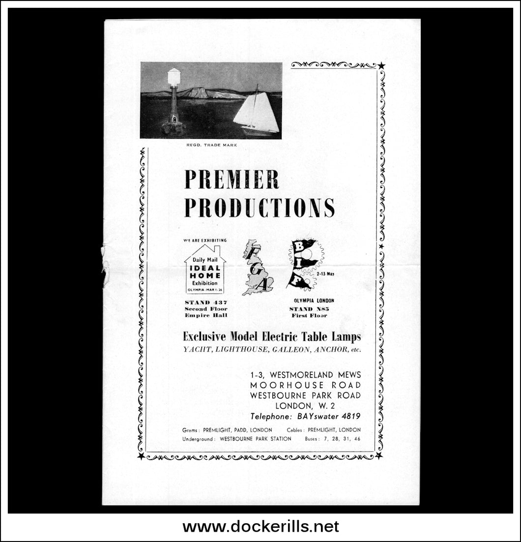 Original Premlight Electric Lamp Catalogue (Yacht, Light House, Anchor, Barrel Shaped Lamps) Cover.