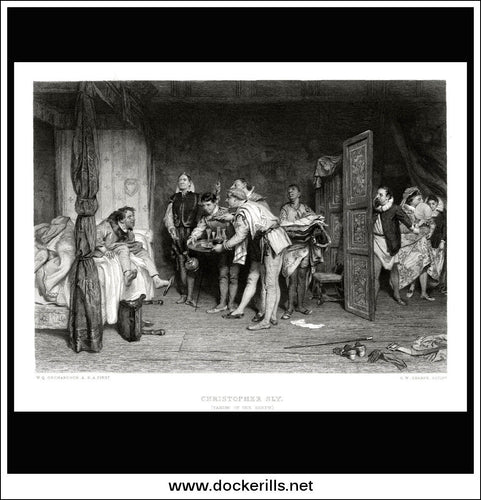 Christopher Sly (Taming Of The Shrew), W.Q. Orchardson A.R.A., Antique Print, Steel Engraving c. 1875.