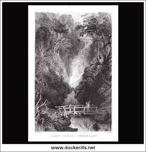 Antique print a view of Airey Force Cumberland England