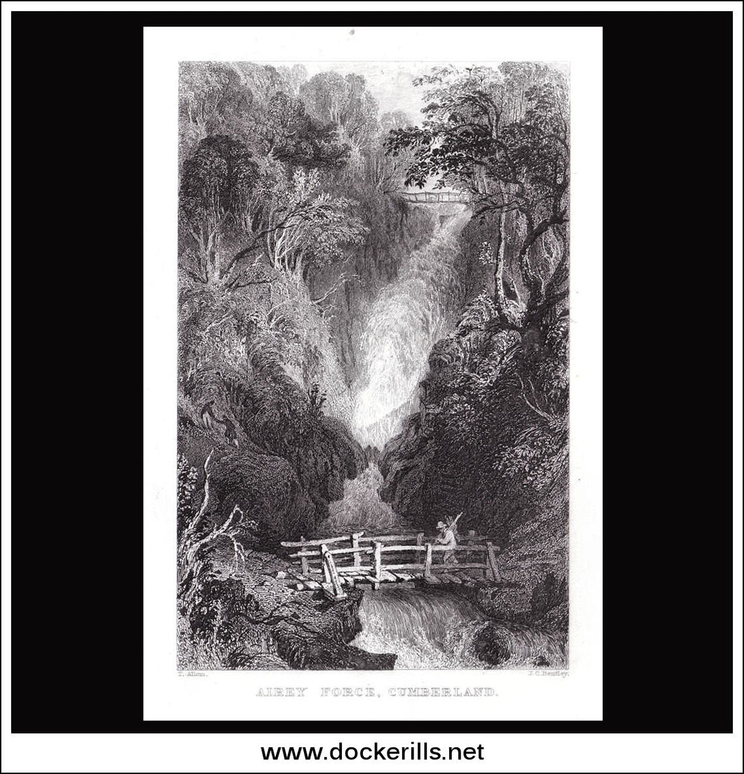 Antique print a view of Airey Force Cumberland England