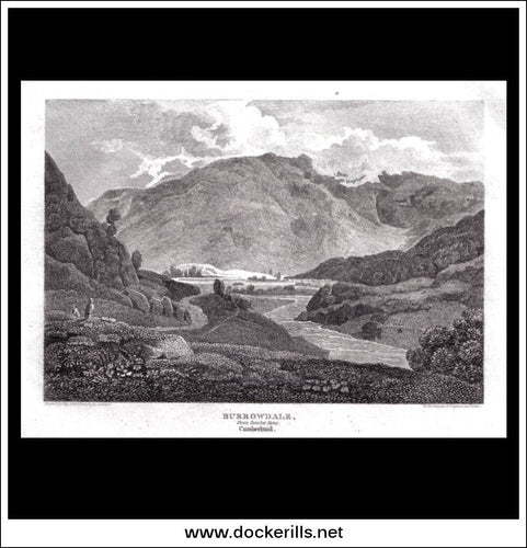 Antique print a view of Burrowdale (Borrowdale) Cumberland England