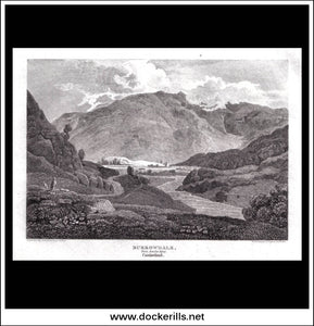 Antique print a view of Burrowdale (Borrowdale) Cumberland England