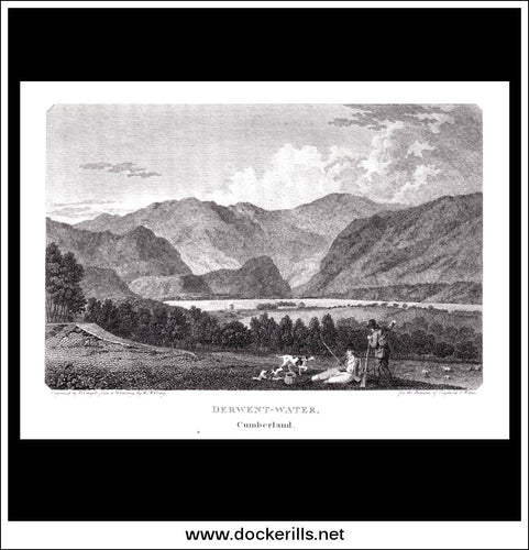 Antique print a view of Derwent-Water Cumberland England