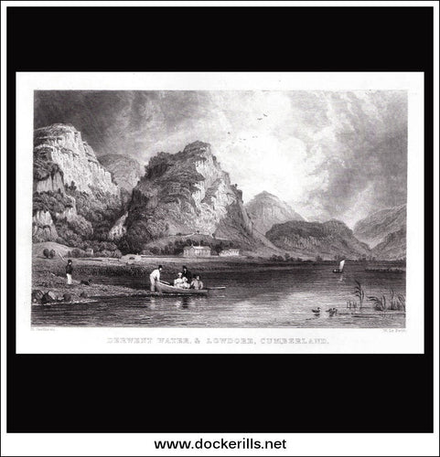 Antique print a view of Derwent Water & Lowdore, Cumberland England