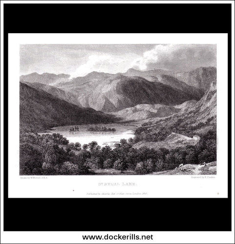 Antique print a view of Great Rydal Lake Westmorland England
