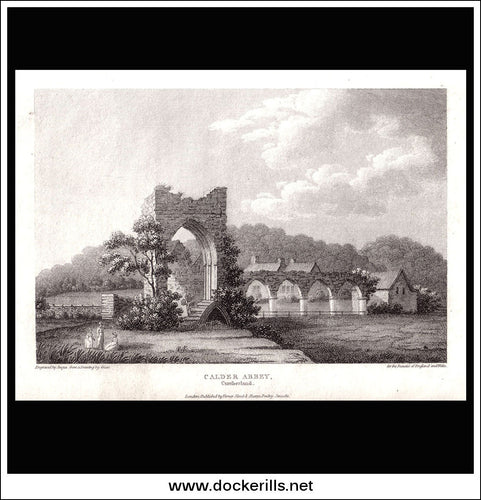 Antique print a view of Calder Abbey Cumberland England