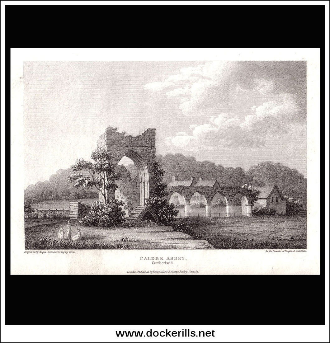 Antique print a view of Calder Abbey Cumberland England