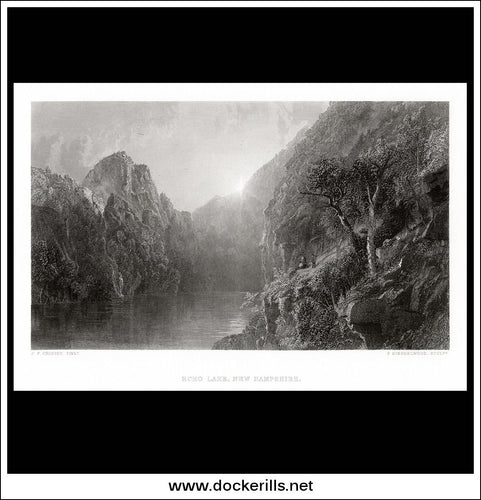 Echo Lake, New Hampshire, J.F. Cropsy, Antique Print, Steel Engraving c. 1875.