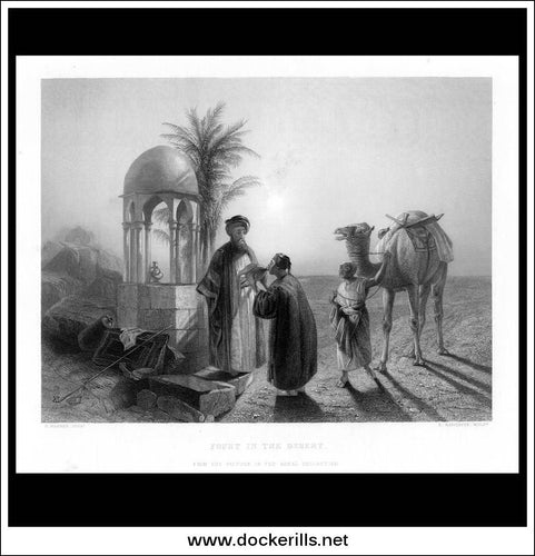 Fount In The Desert, H. Warren, Antique Print, Steel Engraving c. 1875.