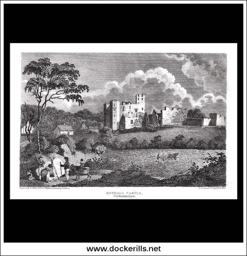 Bothall Castle, Northumberland, England. Antique Print, Copper Plate Engraving c. 1800.