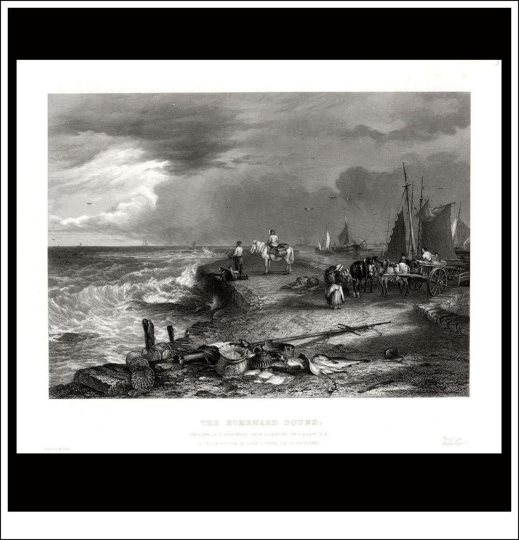 The Homeward Bound, F.R. Lee R.A., Antique Print, Steel Engraving c. 1875.