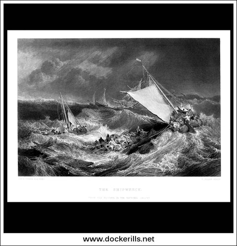The Shipwreck, J.M.W. Turner R.A., Antique Print, Steel Engraving c. 1875.