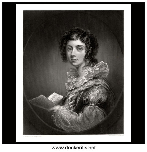 The Songstress, J. Jackson R.A., Antique Print, Steel Engraving c. 1850.