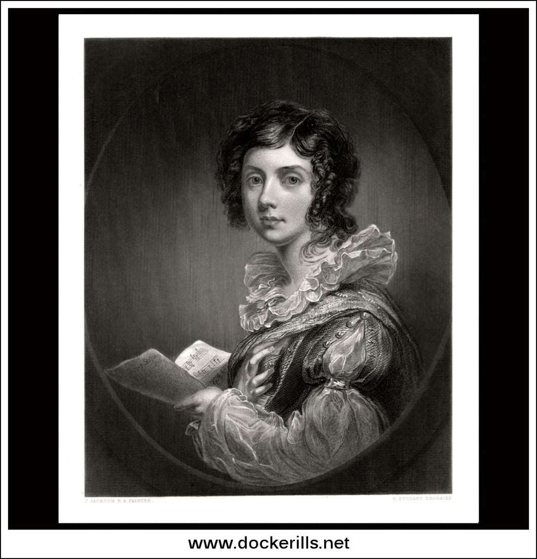 The Songstress, J. Jackson R.A., Antique Print, Steel Engraving c. 1850.
