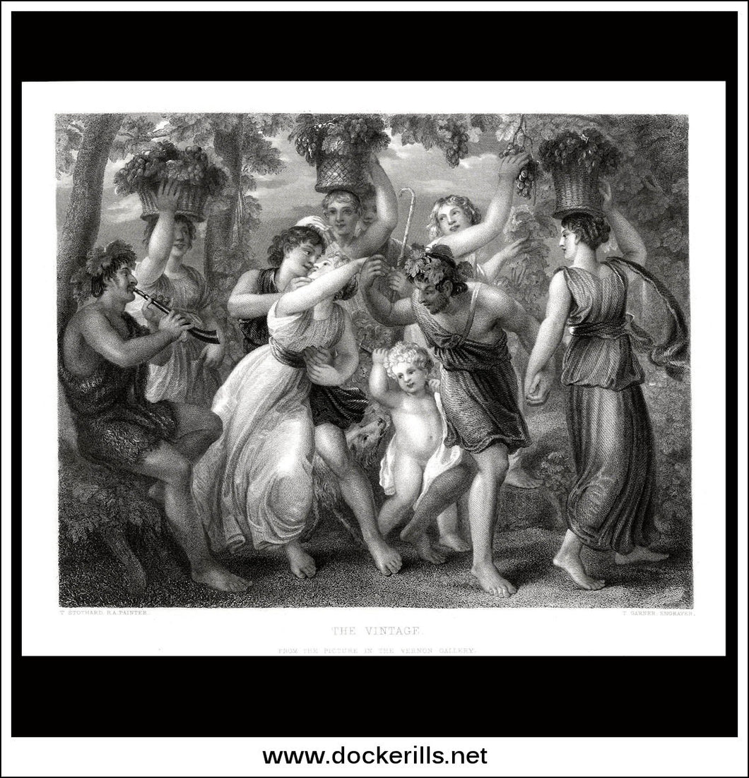 The Vintage, T. Stothard R.A., Antique Print, Steel Engraving c. 1875.