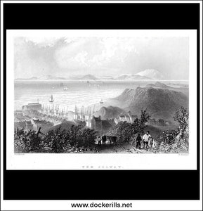 antique print a view of The Solway From Harrington Harbour) Cumberland England