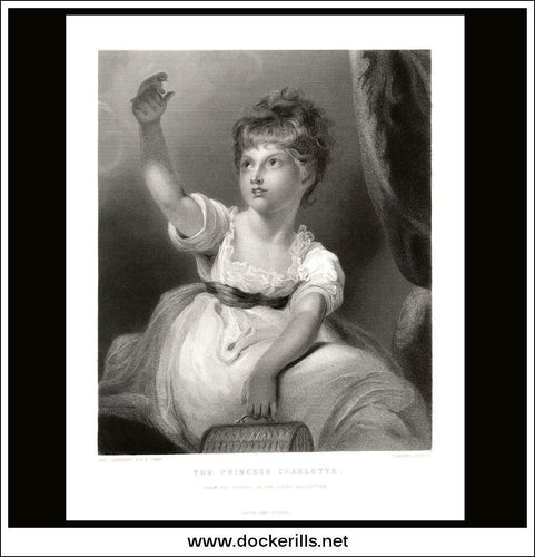 The Princess Charlotte, Sir T. Lawrence P.R.A., Antique Print, Steel Engraving c. 1875.