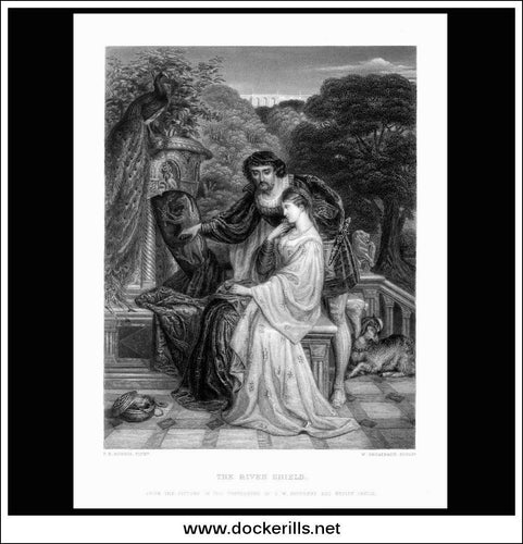 The Riven Shield, P.R Morris, Antique Print, Steel Engraving c. 1875.