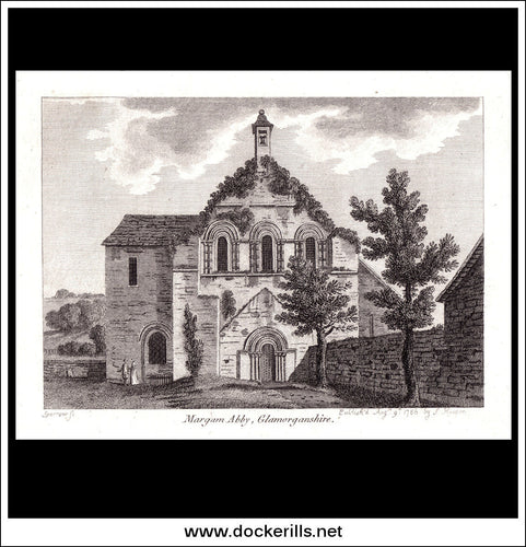 Margam Abbey, Glamorganshire, Wales. Antique Print, Copper Plate Engraving 1786.