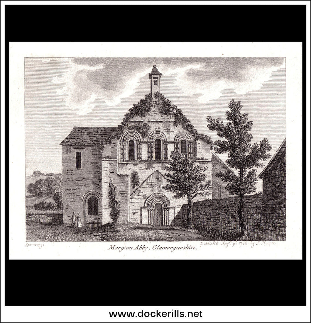Margam Abbey, Glamorganshire, Wales. Antique Print, Copper Plate Engraving 1786.