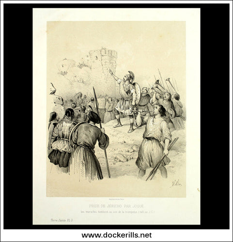 Prise De Jerico Par Josue (Taking Of Jerico By Joshua). Antique Print, Lithograph 1859. Victor Adam.