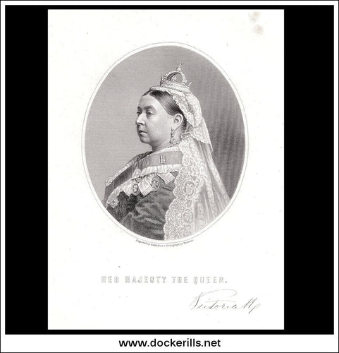 Queen Victoria, England. Antique Print, Steel Engraving c. 1880.