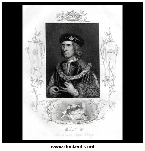 Richard III, England. Antique Print, Steel Engraving c. 1850.