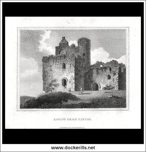 Raven's Craig Castle, Fifeshire, Scotland. Antique Print, Copper Plate Engraving 1806.
