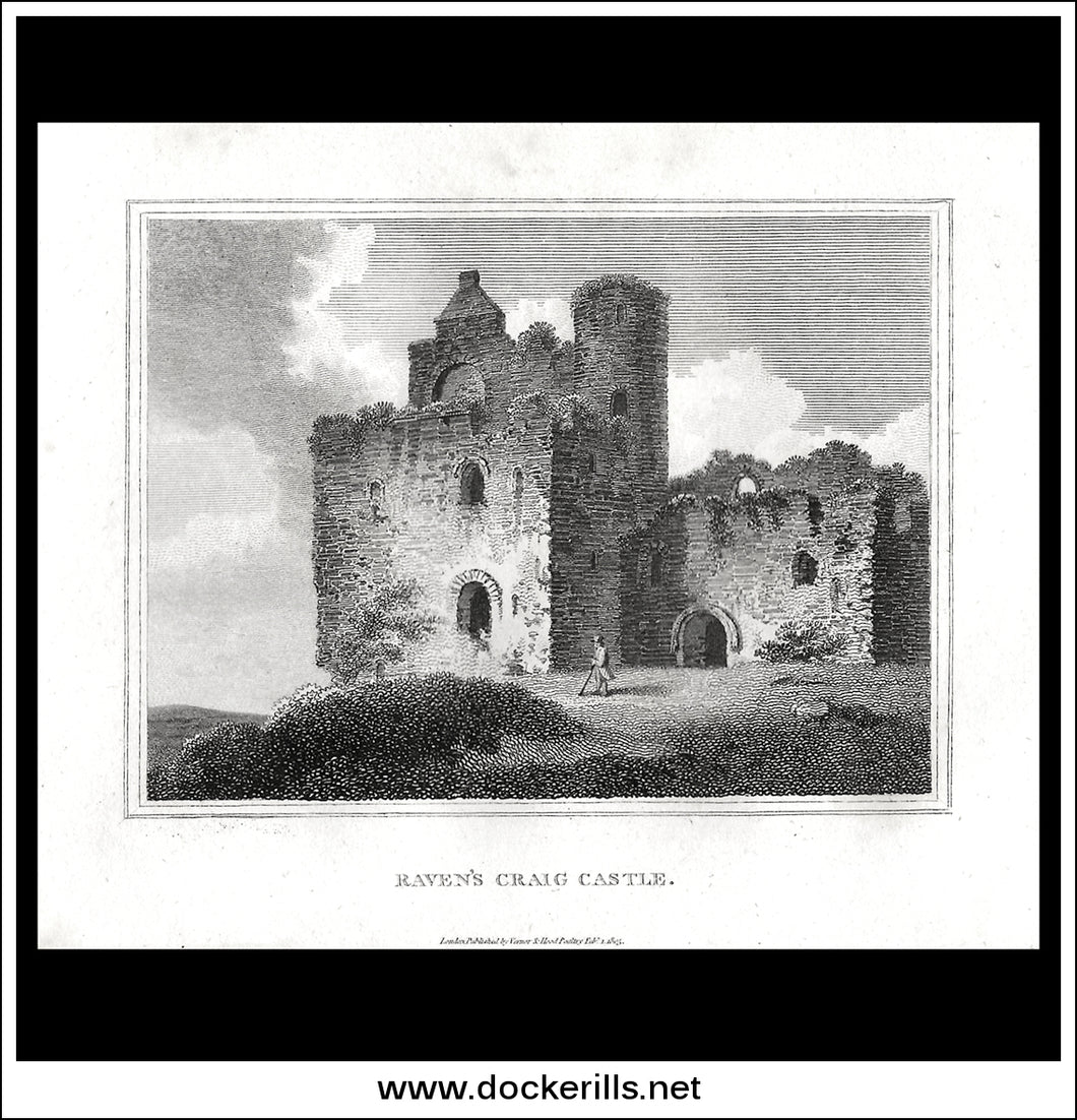 Raven's Craig Castle, Fifeshire, Scotland. Antique Print, Copper Plate Engraving 1806.