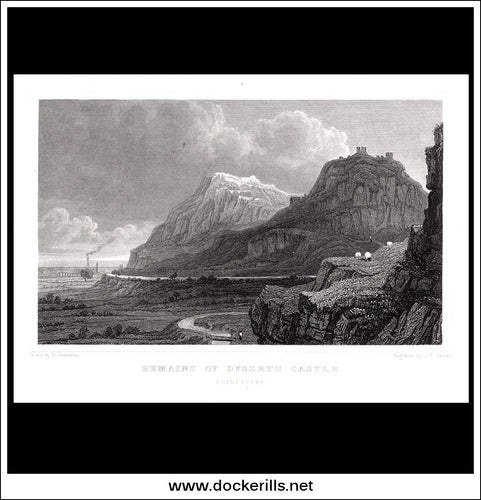 Remains Of Dyserth Castle, Flintshire, Wales. Antique Print, Steel Engraving c. 1830.