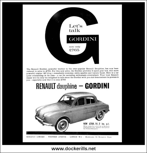 Renault Dauphine Gordini. Original Vintage Advert From November 1960.