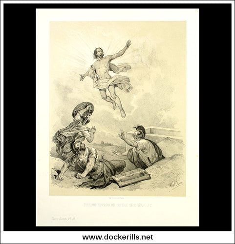 Resurrection De Notre Seigneur J.C. (Resurrection Of Jesus Christ). Antique Print, Lithograph 1859. Victor Adam.