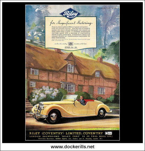 Riley 1½ & 2½ Litre Cars. Original Vintage Advert From October 29th, 1948.