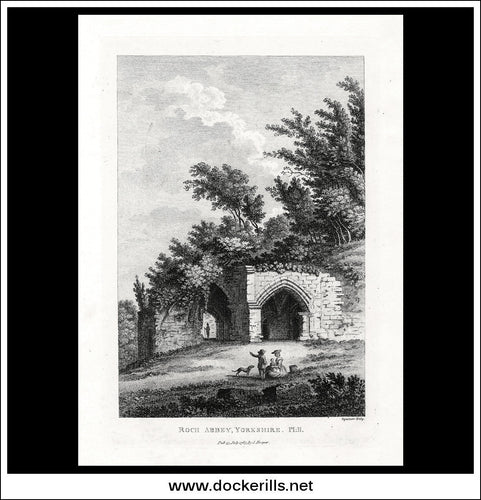 Roch Abbey, Yorkshire, Pl.II, England. Antique Print, Copper Plate Engraving 1785.