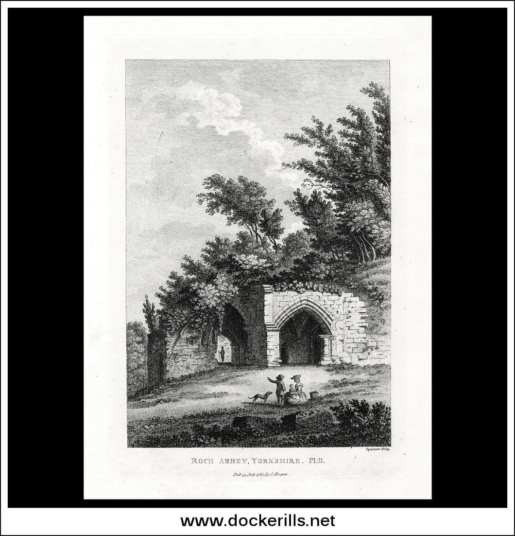 Roch Abbey, Yorkshire, Pl.II, England. Antique Print, Copper Plate Engraving 1785.