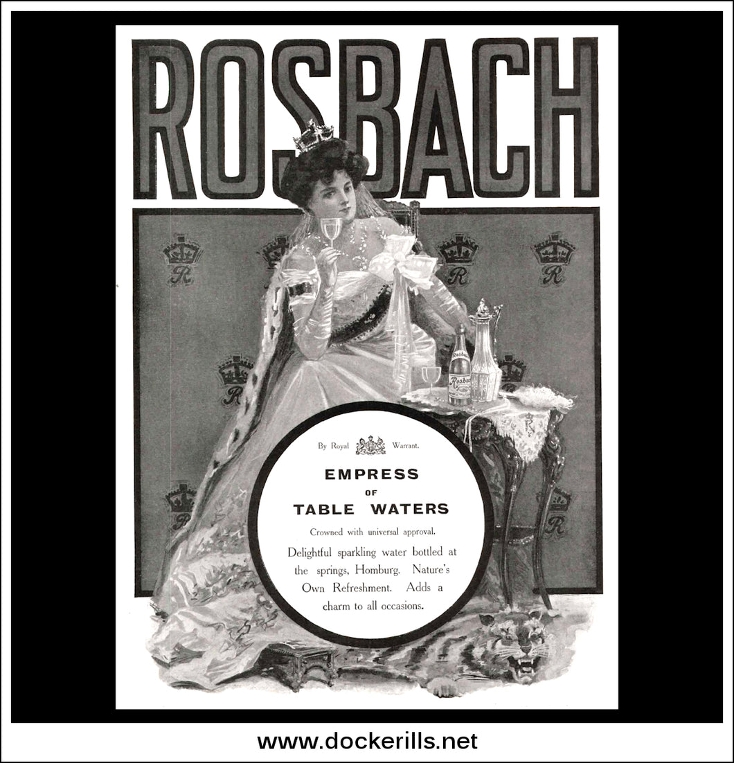Rosbach Table Waters. Original Vintage Advert From July 15th, 1905.