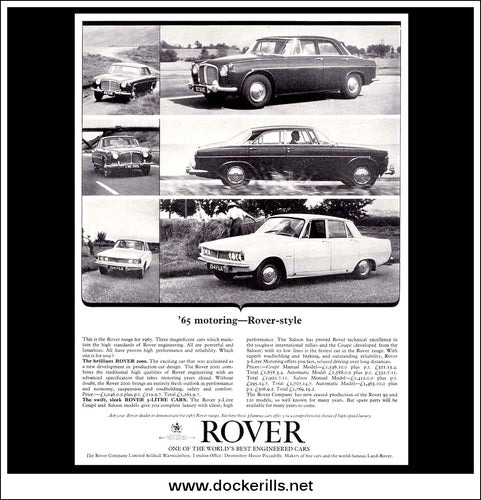 Rover Range 1965. Original Vintage Advert From November 1965