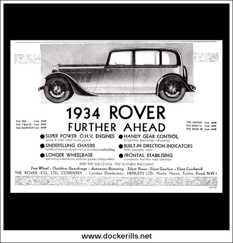 Rover Ten, Twelve & Fourteen. Original Vintage Advert From September 20th 1933.