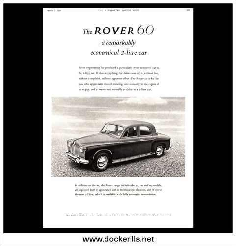 The Rover 60 Sixty. P4. Original Vintage Advert From March 7th 1959
