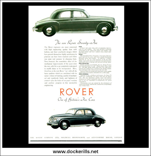 New Rover 75. P4. Original Vintage Advert From September 30th 1949