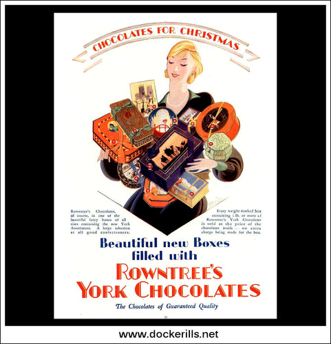 Rowntree's Chocolates. Original Vintage Christmas Advert From November 30th, 1928.
