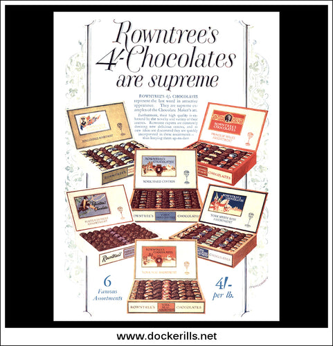 Rowntree's 4/- Chocolates. Original Vintage Advert From March 13th, 1928.