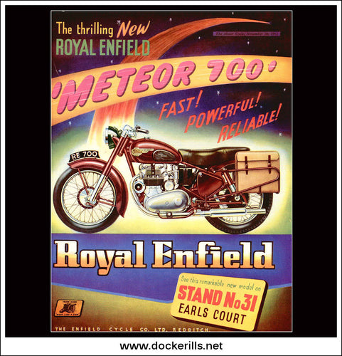 Royal Enfield Meteor 700 Motorbike. Original Vintage Advert From November, 1952.