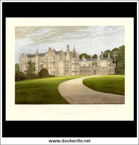 Rushton Hall, Near Kettering, Northamptonshire, England. Antique Print, Chromoxylograph 1880.