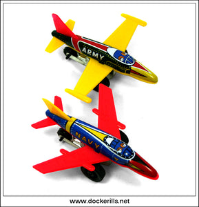Airliners and Fighter Planes Trade Box, Vintage Tin Toy, Saito, Japan.