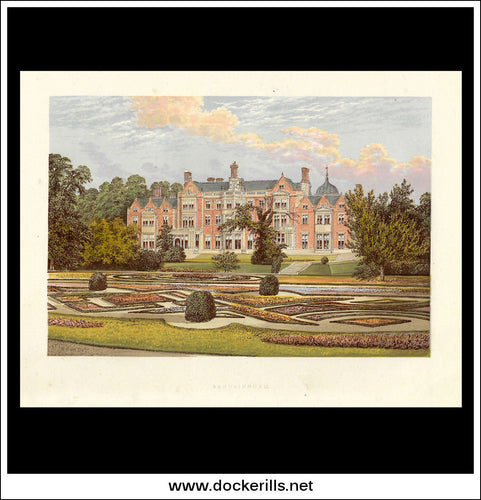 Sandringham, Near King's Llyn, Norfolk, England. Antique Print, Chromoxylograph 1880.