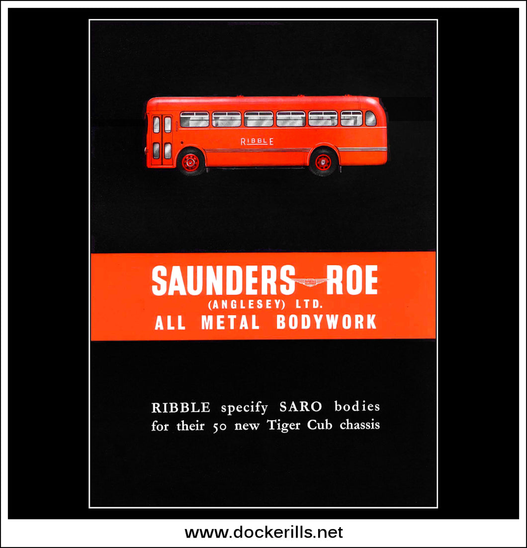 Saunders Roe Single-Deck Bus. Saro. Original Vintage Advert From January, 1953. Ribble.