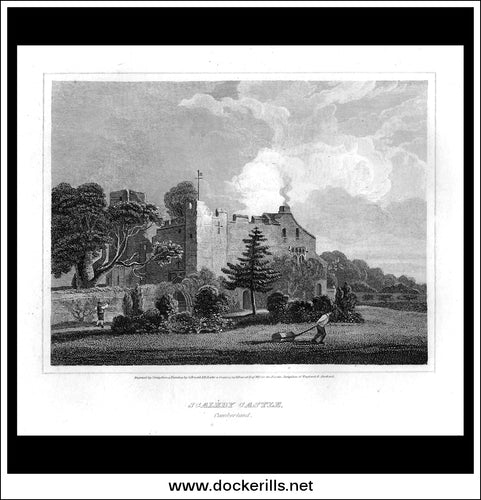 Scaleby Castle, Cumberland, England. Antique Print, Copper Plate Engraving 1815