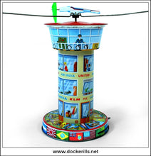 Airport Control Tower Nr. 5100. Vintage Tin Plate Novelty Carousel Toy, Schopper, West Germany 2.